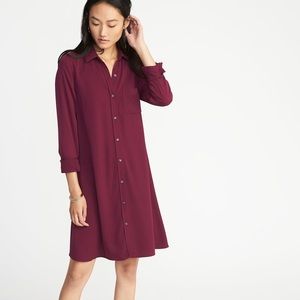 Old Navy burgundy swing shirt dress